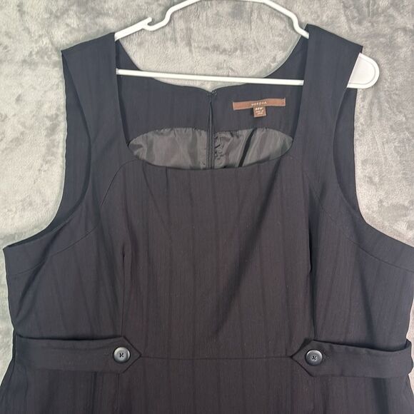 Merino Black Sleeveless Striped Fully Lined Midi Dress Size 22W - Picture 2 of 12